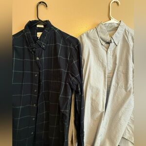 Men's Blue and White J.Crew Striped Shirt